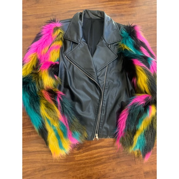 Jackets & Blazers - Fur sleeve Moto jacket